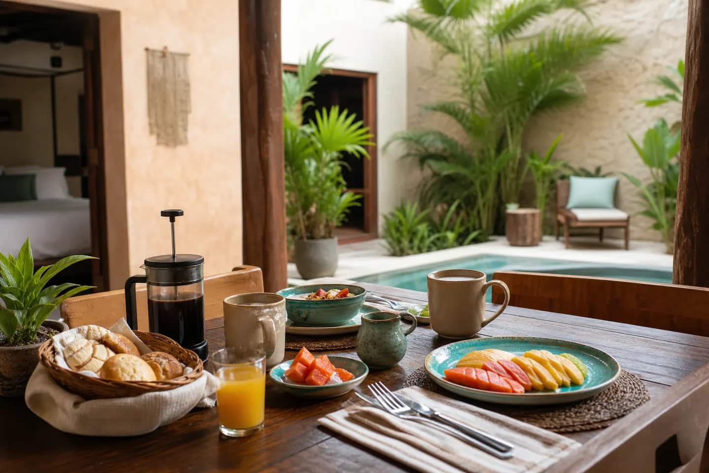 Luna Hospedaje Boutique: Área de desayuno y detalles que hacen más amable la estancia.